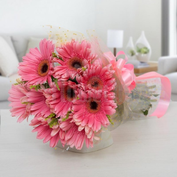 10 Pink Gerberas